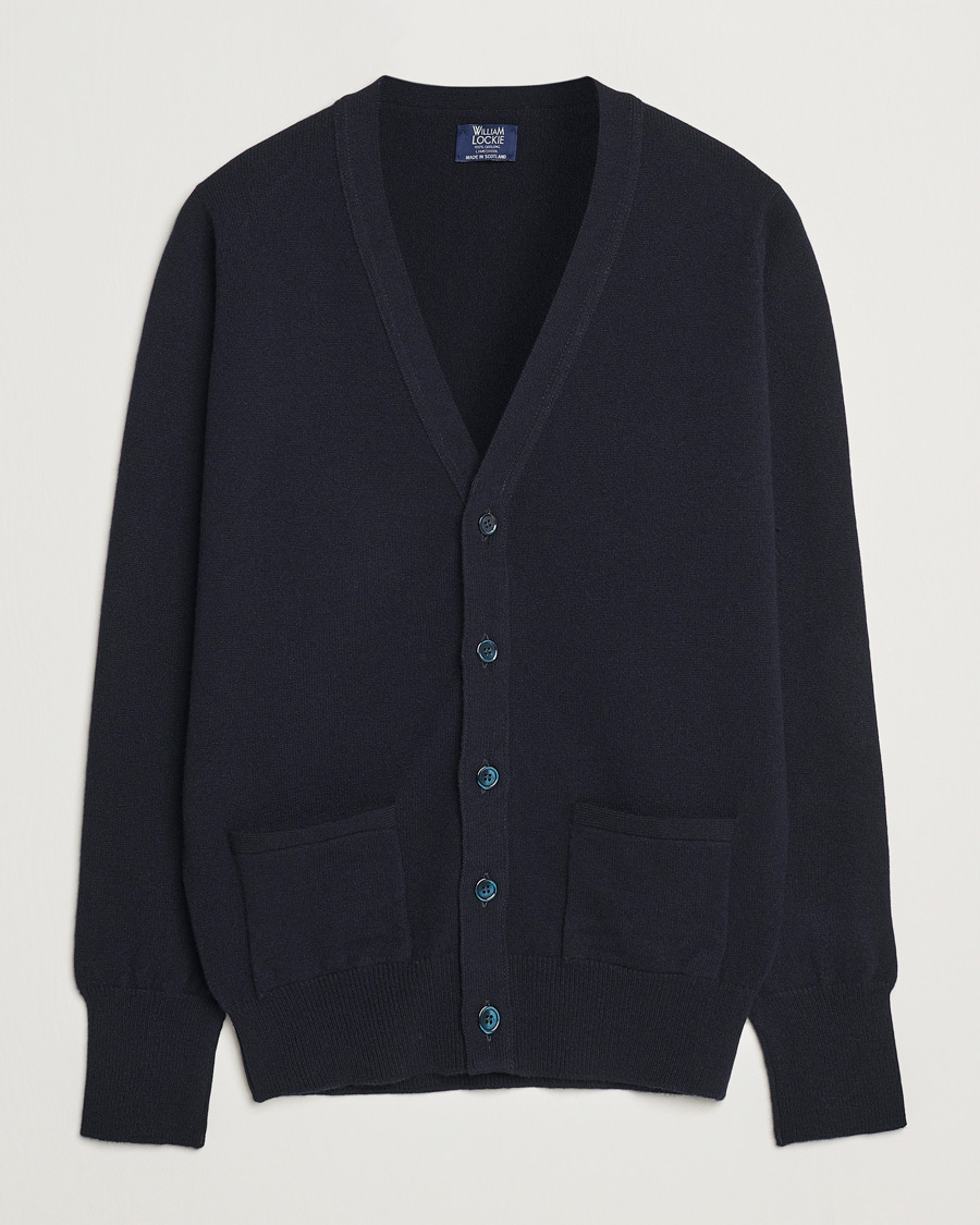 Men | Sweaters & Knitwear | William Lockie | Rob Lambswool Cardigan Navy