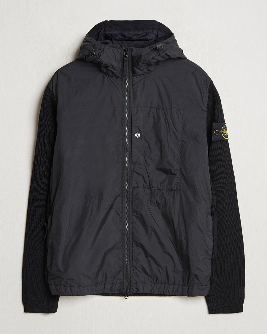 Men | Coats & Jackets | Stone Island | Crinkle Reps Hybrid Wool Jacket Black