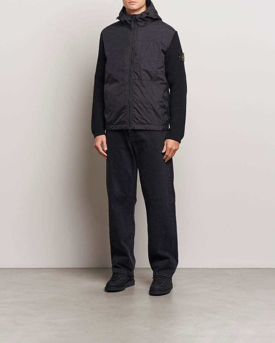 Men | Coats & Jackets | Stone Island | Crinkle Reps Hybrid Wool Jacket Black