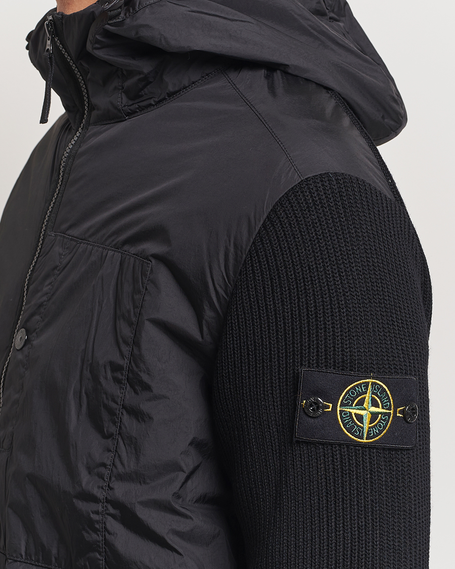 Men | Coats & Jackets | Stone Island | Crinkle Reps Hybrid Wool Jacket Black