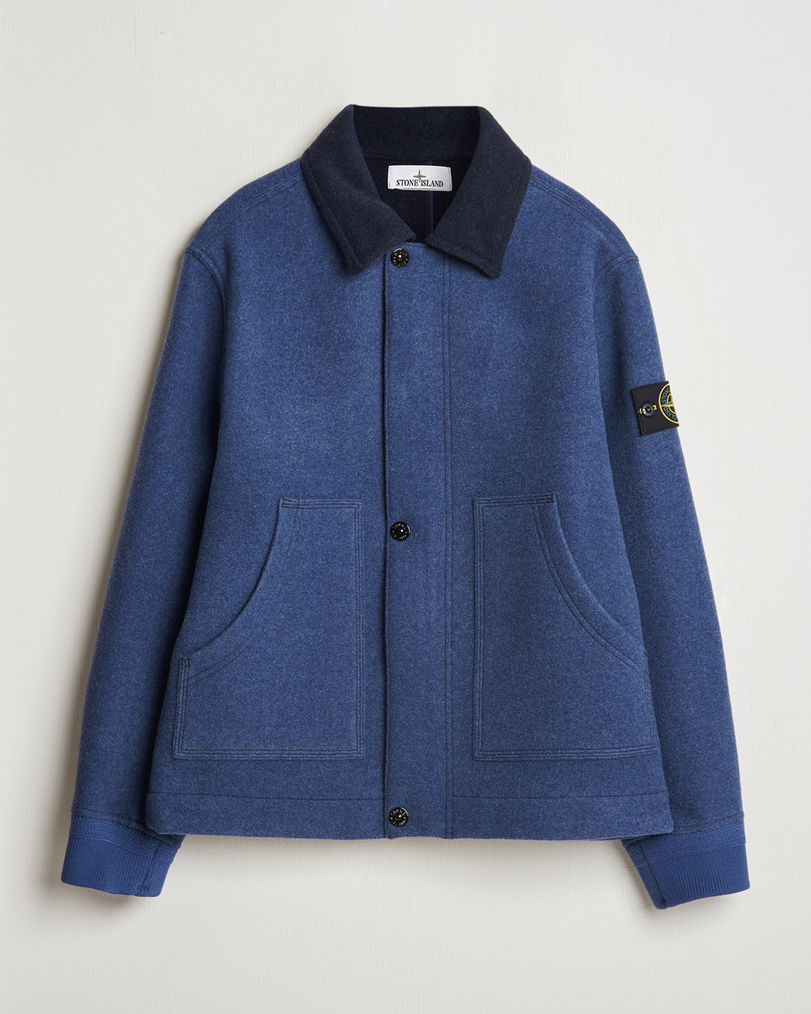Men | Coats & Jackets | Stone Island | Panno Speciale Wool Nylon Jacket Royal Blue
