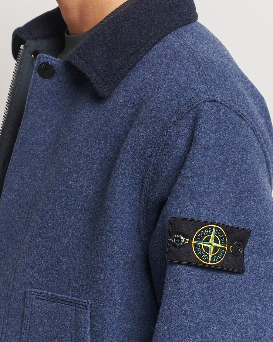 Men | Coats & Jackets | Stone Island | Panno Speciale Wool Nylon Jacket Royal Blue