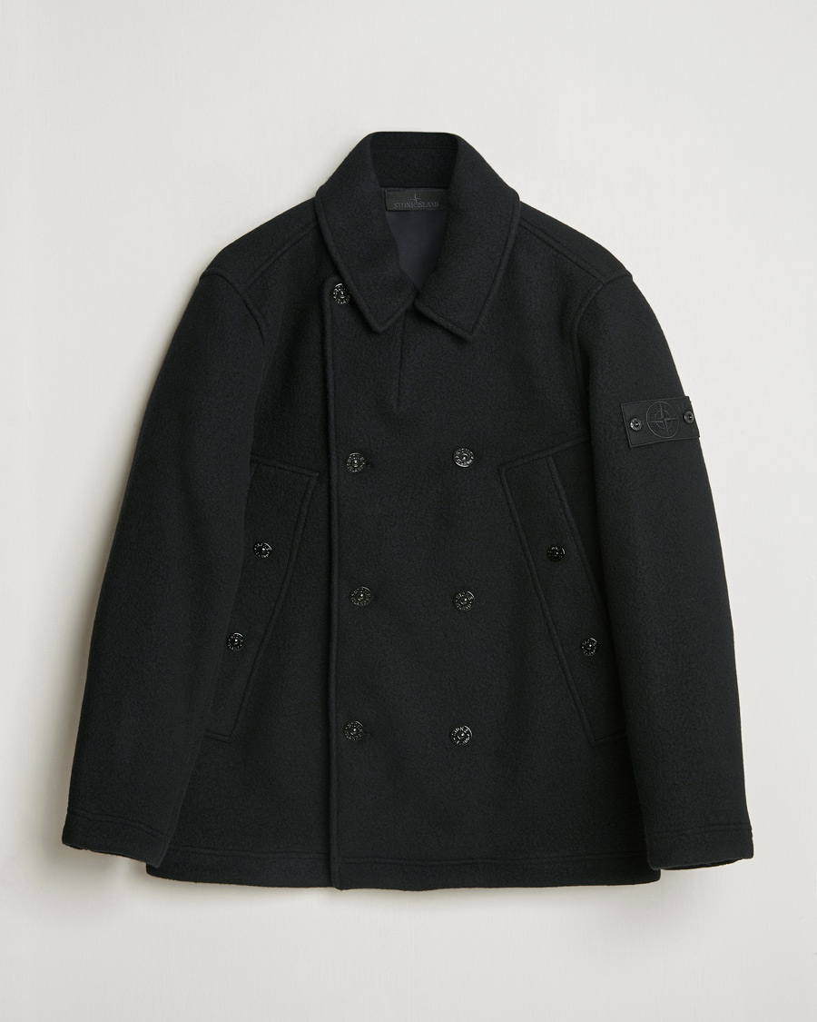 Men | Coats & Jackets | Stone Island | Ghost Wool/Cashmere Peacoat Black