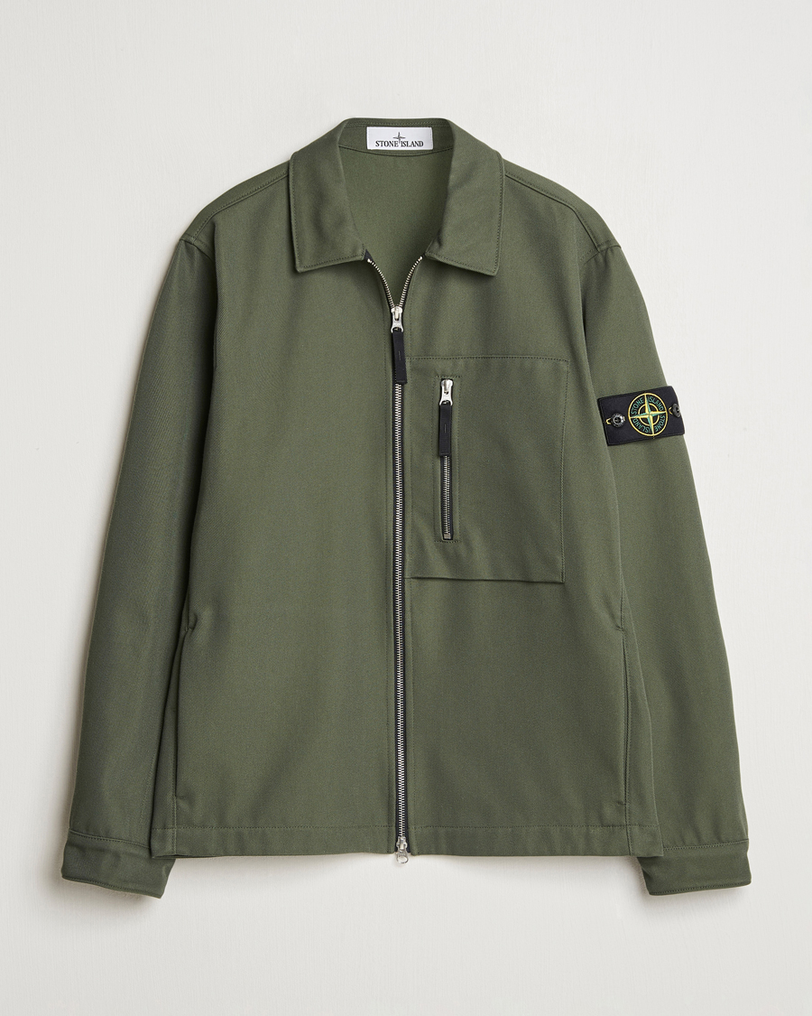 Men | Shirts | Stone Island | Cotton Nylon Zip Overshirt Musk