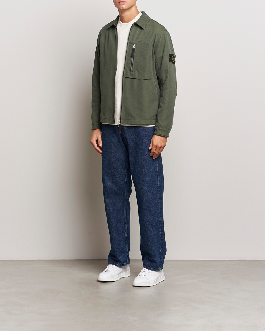 Men | Shirts | Stone Island | Cotton Nylon Zip Overshirt Musk