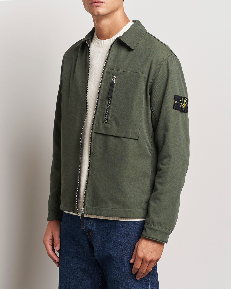 Men | Shirts | Stone Island | Cotton Nylon Zip Overshirt Musk