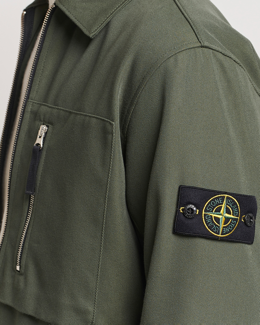 Men | Shirts | Stone Island | Cotton Nylon Zip Overshirt Musk