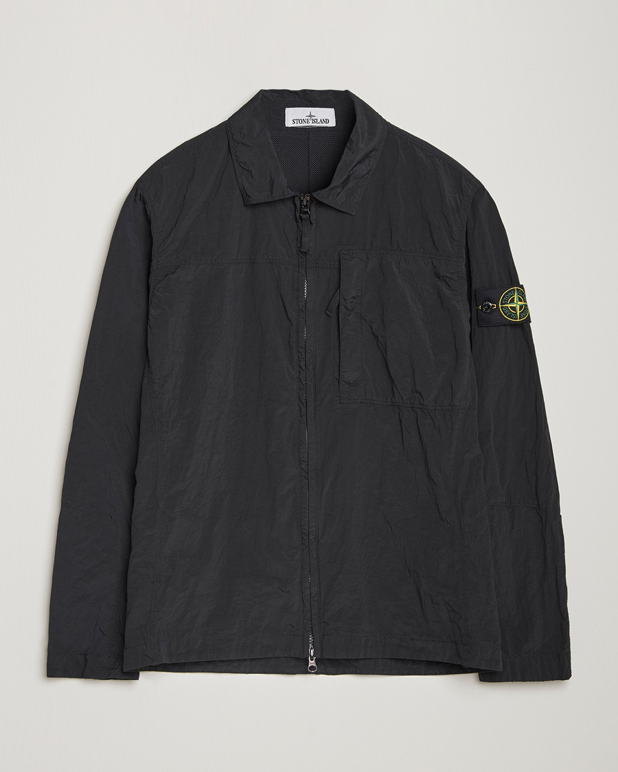 Men | Shirts | Stone Island | Nylon Metal Zip Overshirt Black