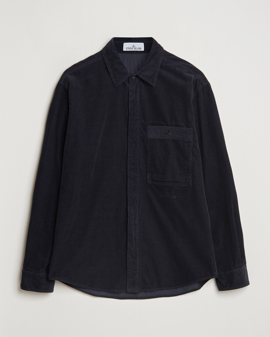 Men | Shirts | Stone Island | Cotton Cord Overshirt Navy Blue