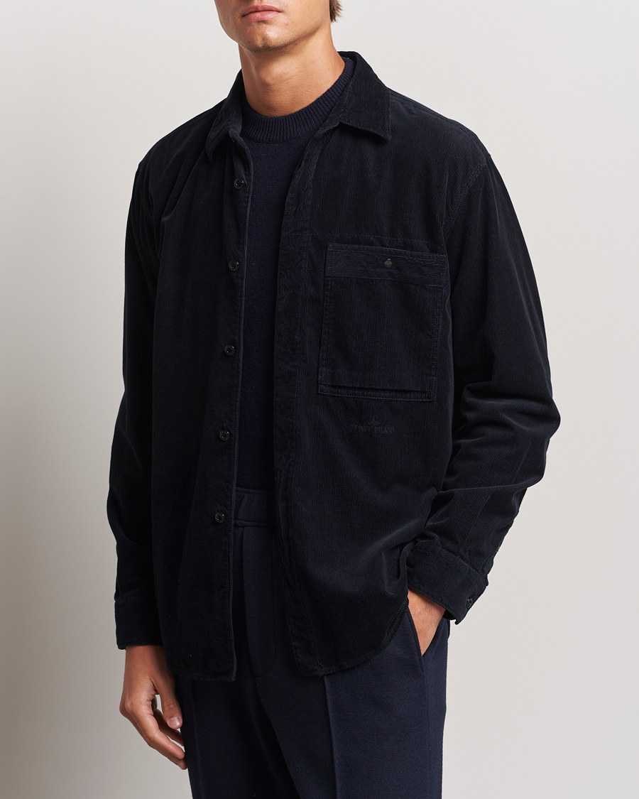 Men | Shirts | Stone Island | Cotton Cord Overshirt Navy Blue