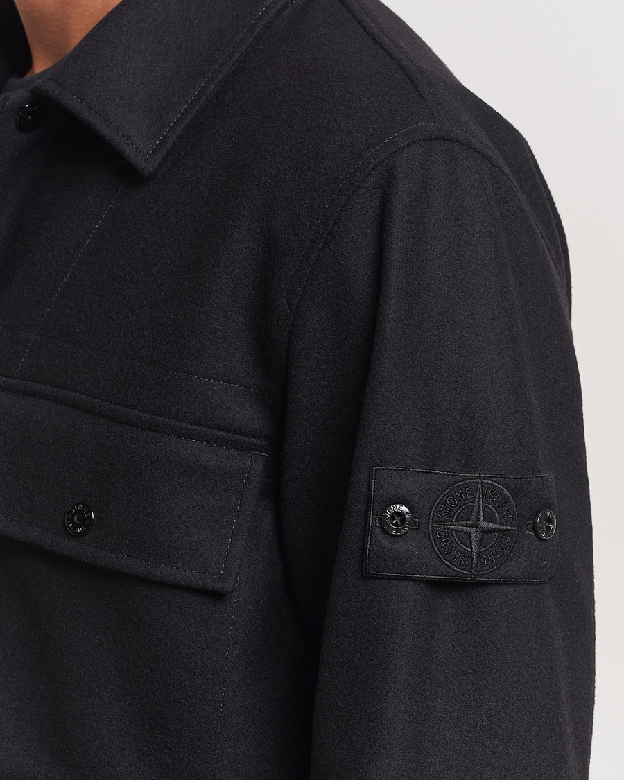 Men | Shirts | Stone Island | Ghost Wool/Nylon Flannel Overshirt Black