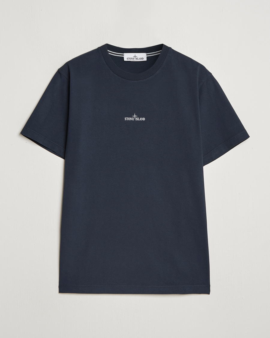 Men | T-Shirts | Stone Island | Garment Dyed Jersey Logo T-Shirt Navy Blue