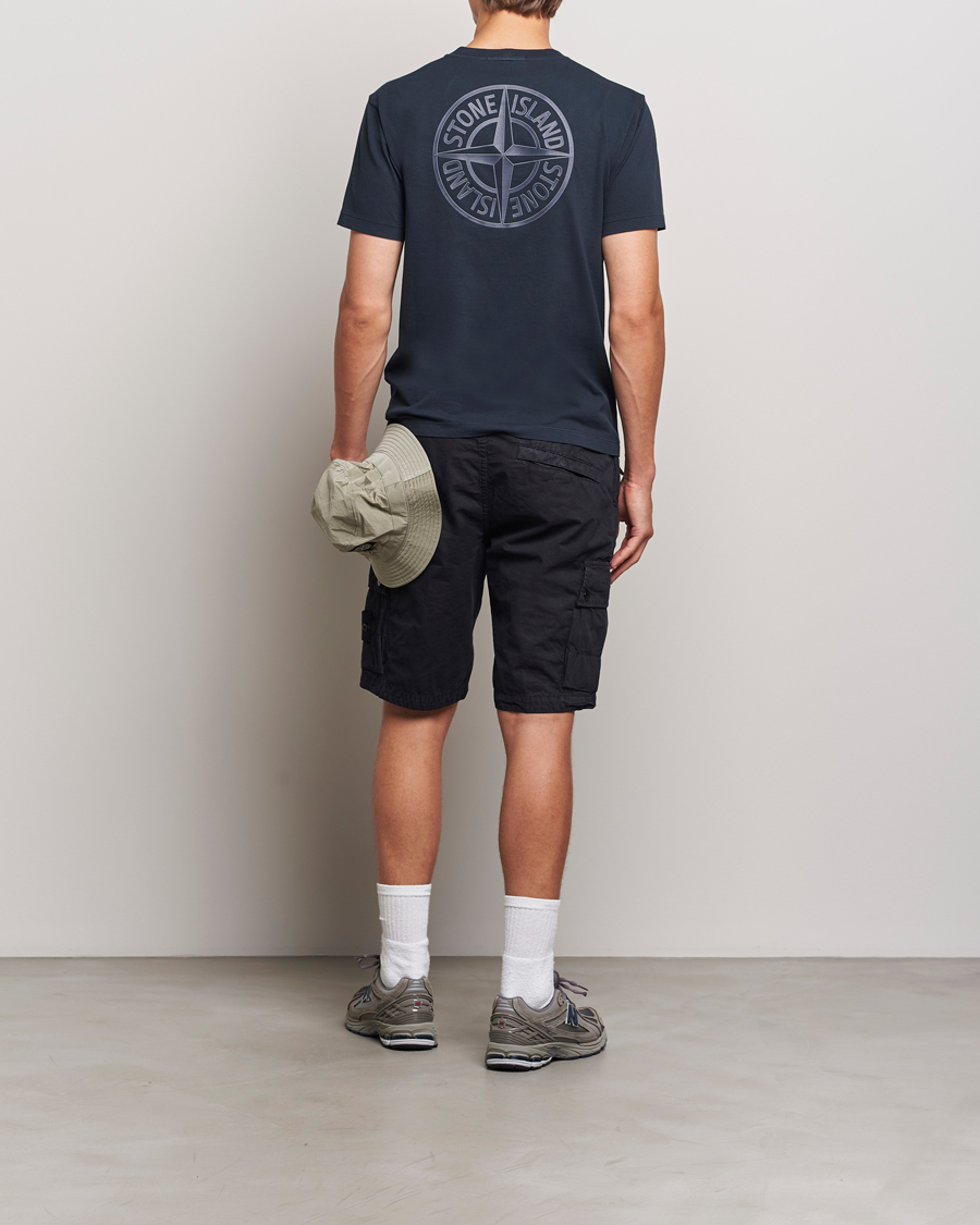 Men | T-Shirts | Stone Island | Garment Dyed Jersey Logo T-Shirt Navy Blue