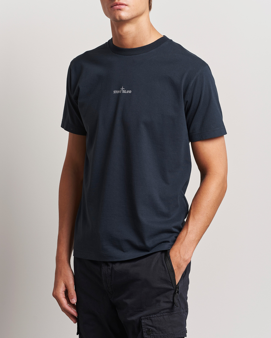 Men | T-Shirts | Stone Island | Garment Dyed Jersey Logo T-Shirt Navy Blue