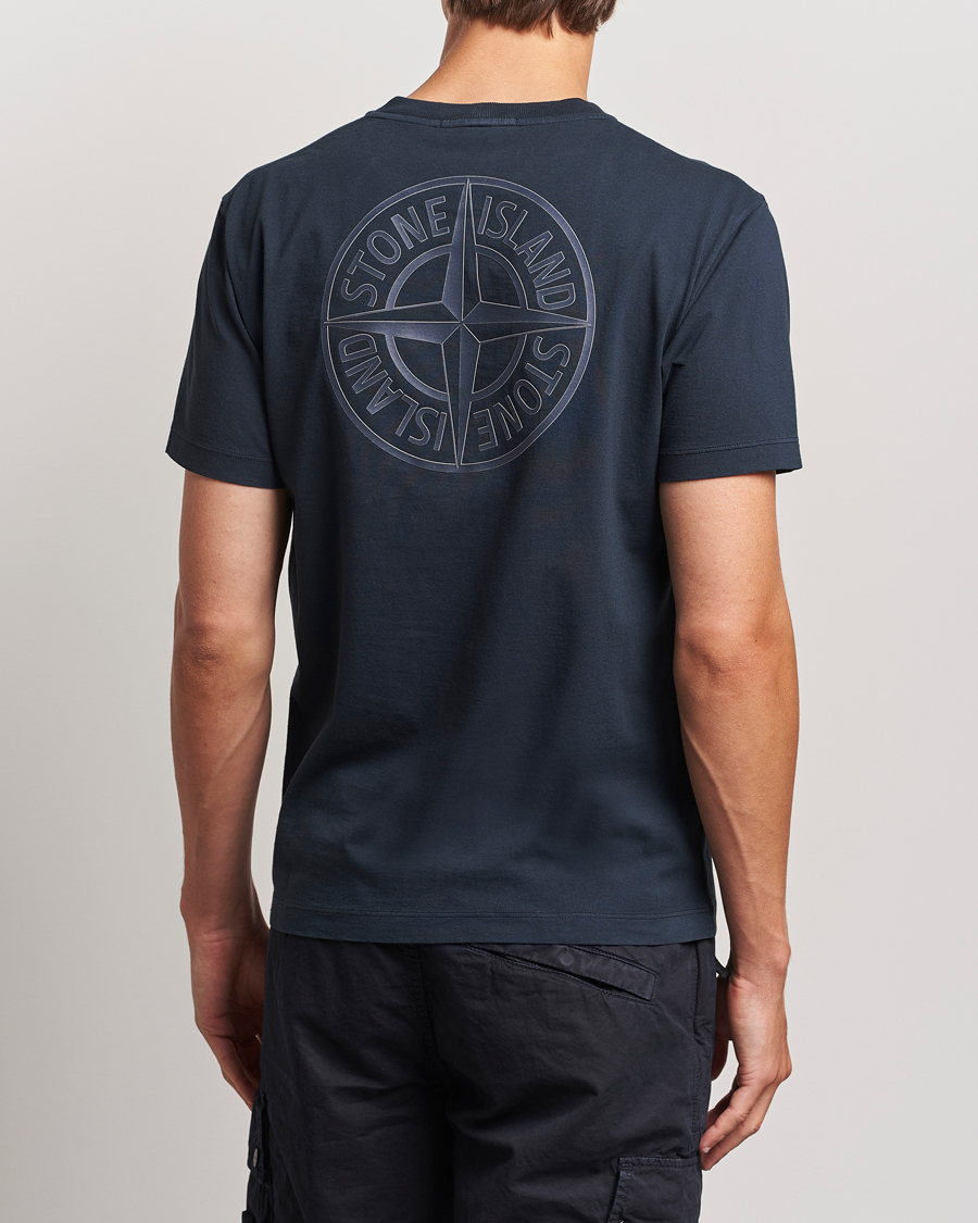 Men | T-Shirts | Stone Island | Garment Dyed Jersey Logo T-Shirt Navy Blue