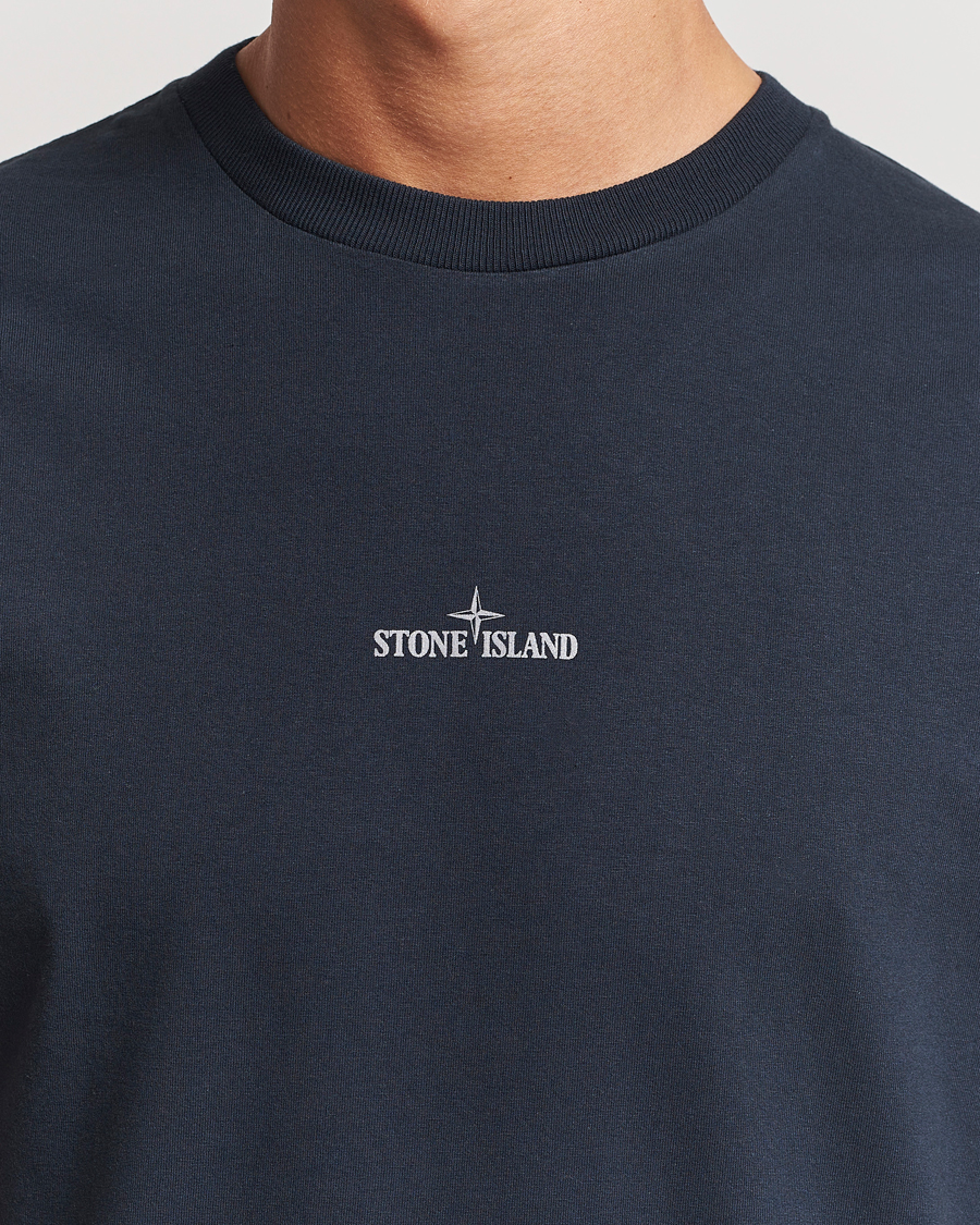 Men | T-Shirts | Stone Island | Garment Dyed Jersey Logo T-Shirt Navy Blue