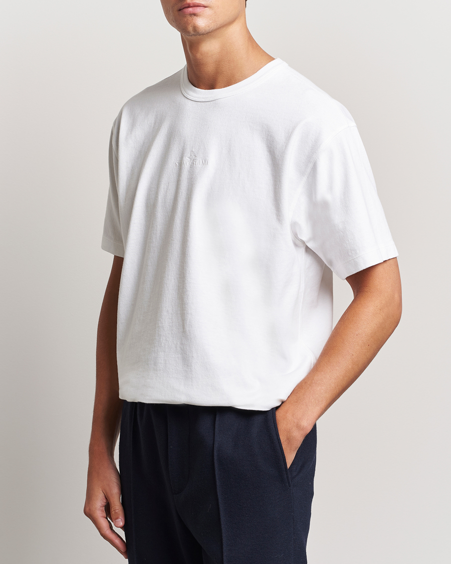 Men | T-Shirts | Stone Island | Old Dyed Cotton Logo T-Shirt White