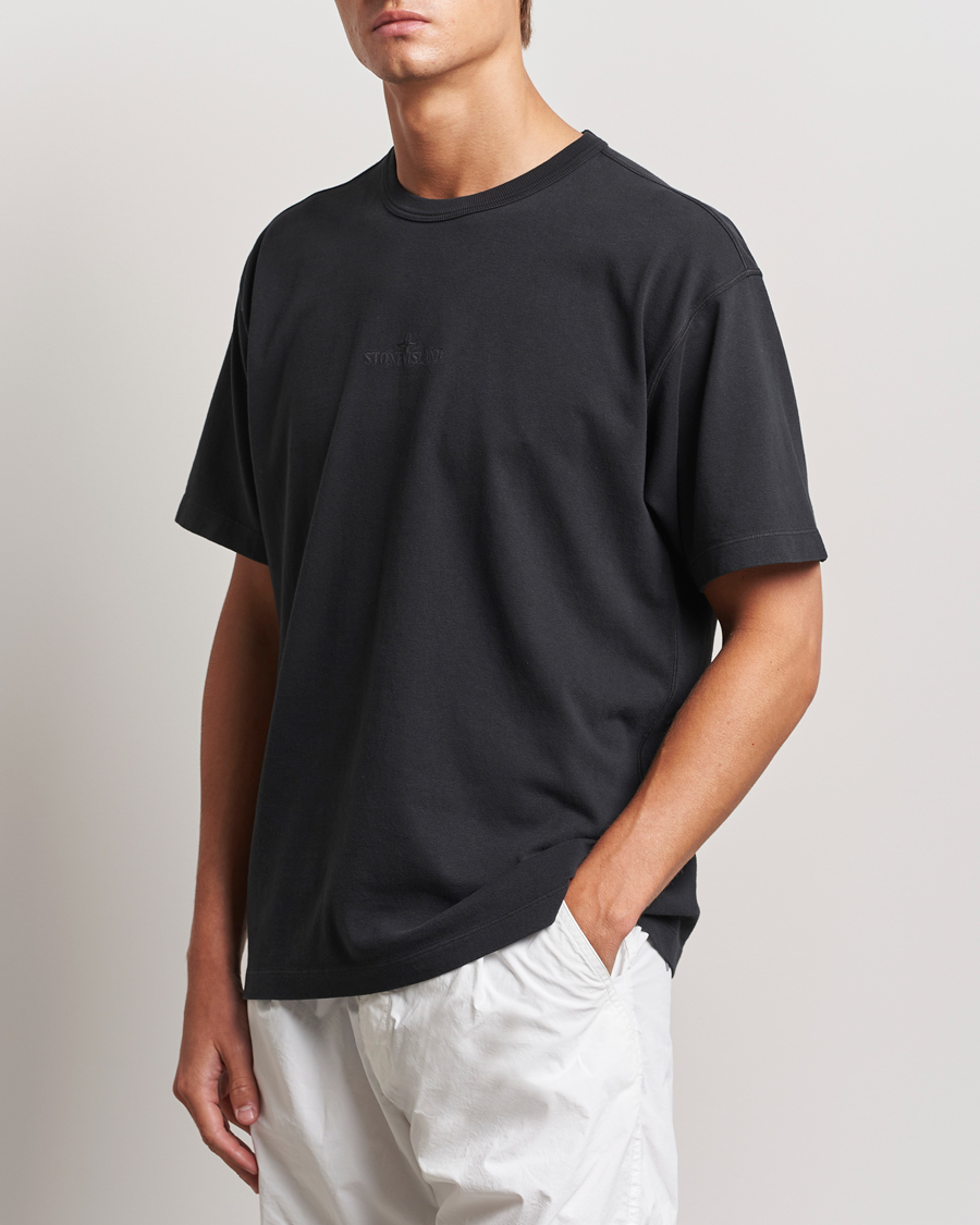 Men | T-Shirts | Stone Island | Old Dyed Cotton Logo T-Shirt Black