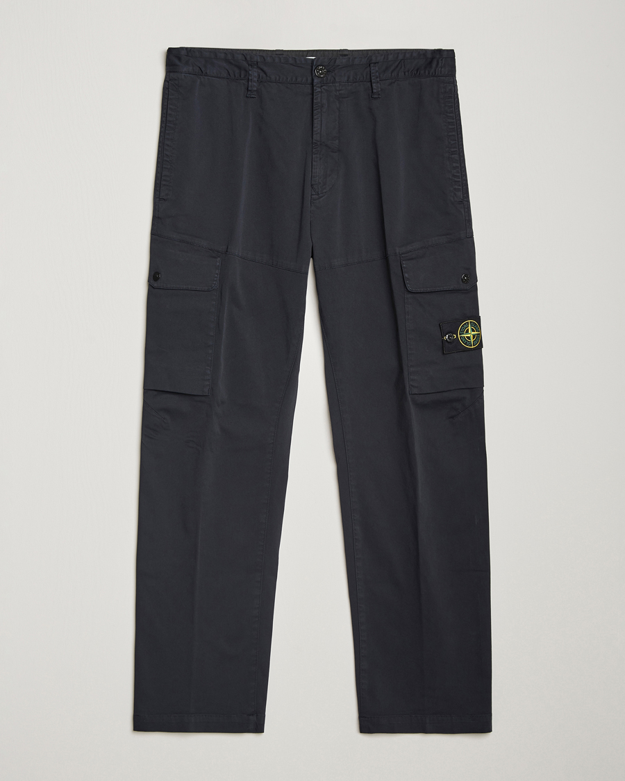 Men | Trousers | Stone Island | Cotton Satin Cargo Pants Navy Blue