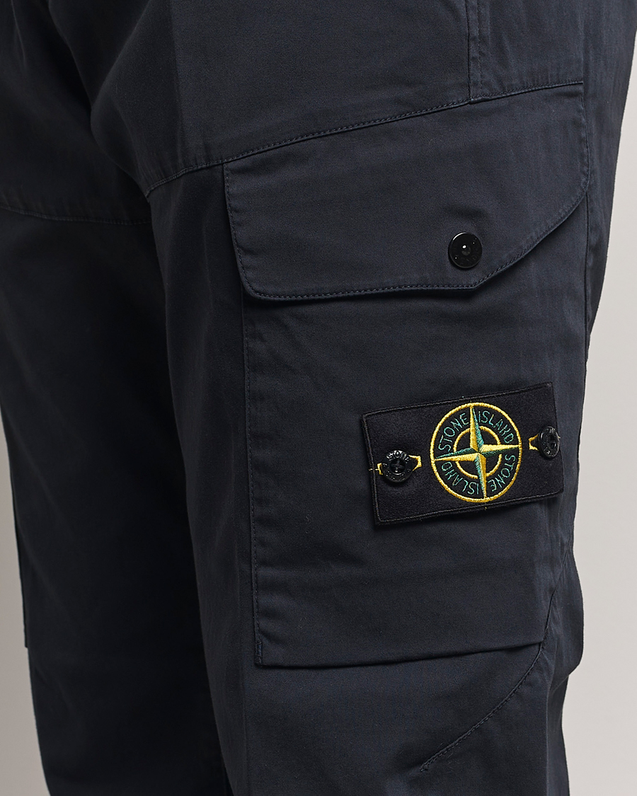 Men | Trousers | Stone Island | Cotton Satin Cargo Pants Navy Blue