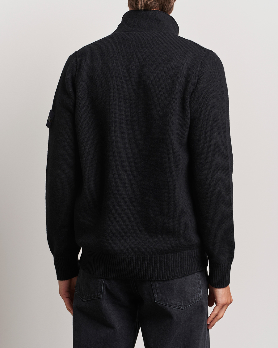 Men | Sweaters & Knitwear | Stone Island | Knitted Lambswool Zip Cardigan Black