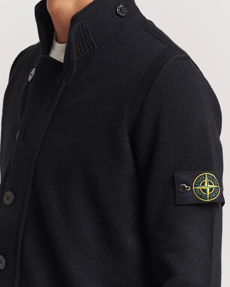 Men | Sweaters & Knitwear | Stone Island | Knitted Lambswool Zip Cardigan Black