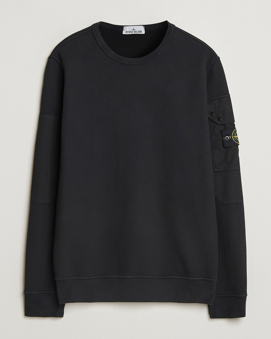 Men | Sweaters & Knitwear | Stone Island | Brushed Cotton Fleece Sweatshirt Black