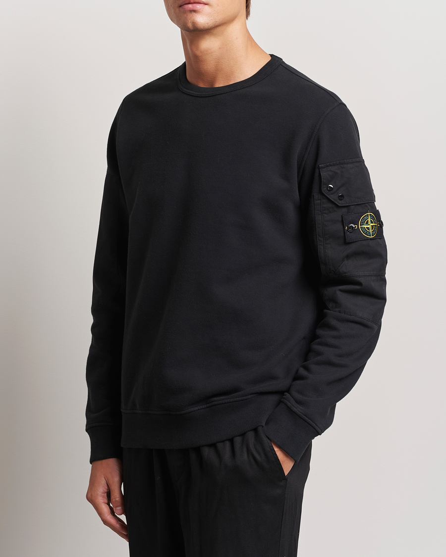 Men | Sweaters & Knitwear | Stone Island | Brushed Cotton Fleece Sweatshirt Black