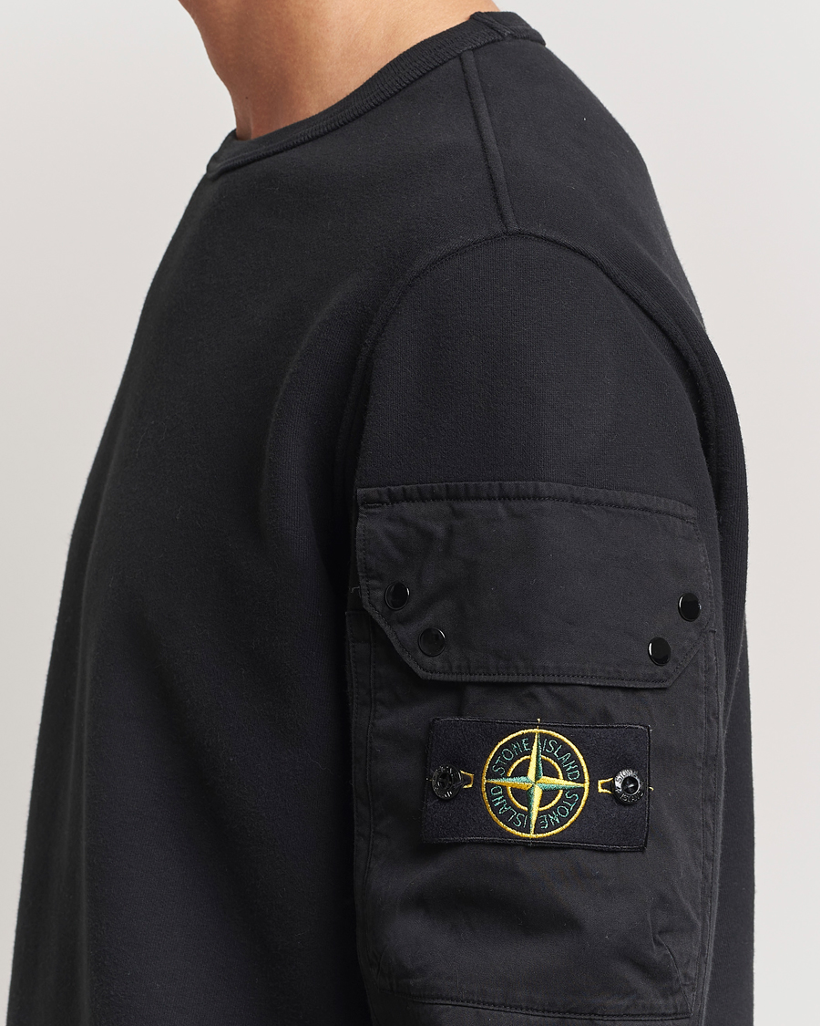 Men | Sweaters & Knitwear | Stone Island | Brushed Cotton Fleece Sweatshirt Black