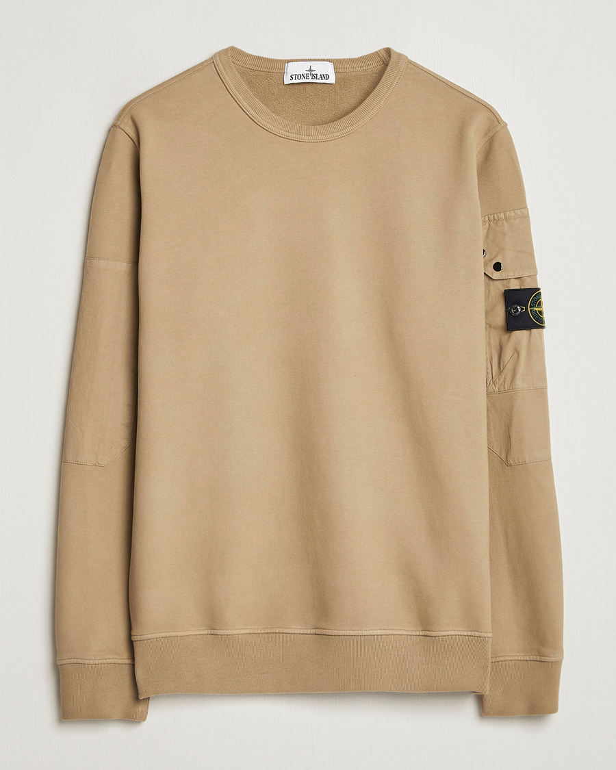 Men | Sweaters & Knitwear | Stone Island | Brushed Cotton Fleece Sweatshirt Biscuit