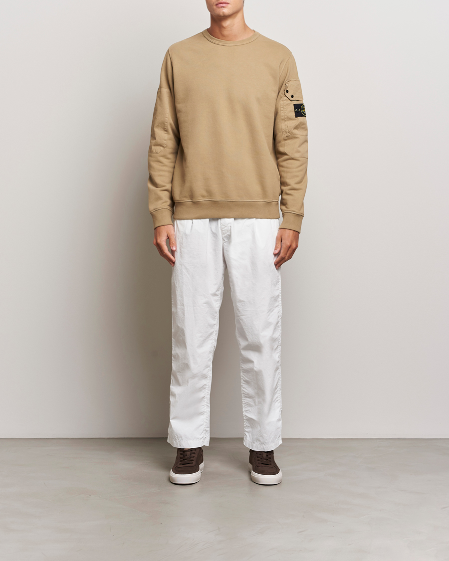 Men | Sweaters & Knitwear | Stone Island | Brushed Cotton Fleece Sweatshirt Biscuit