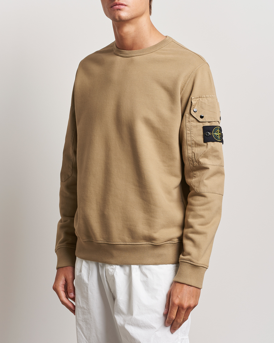 Men | Sweaters & Knitwear | Stone Island | Brushed Cotton Fleece Sweatshirt Biscuit