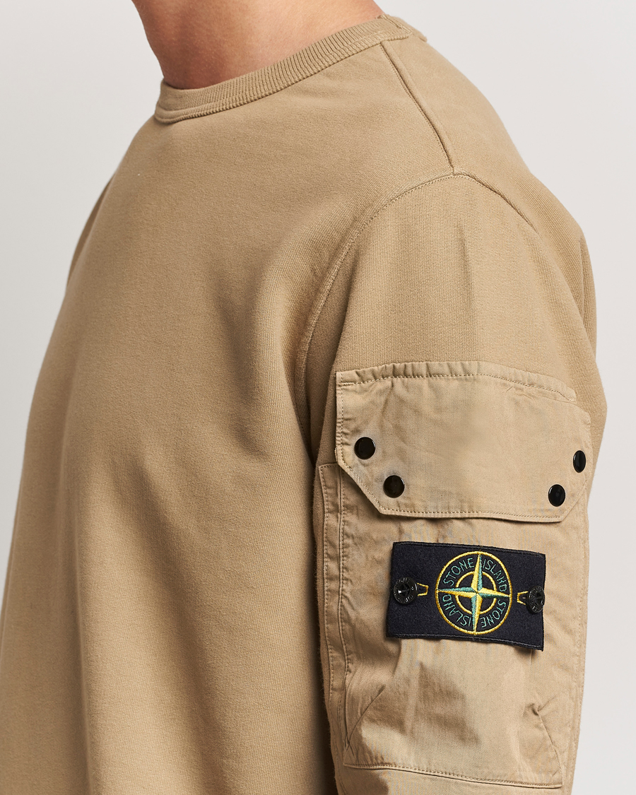 Men | Sweaters & Knitwear | Stone Island | Brushed Cotton Fleece Sweatshirt Biscuit