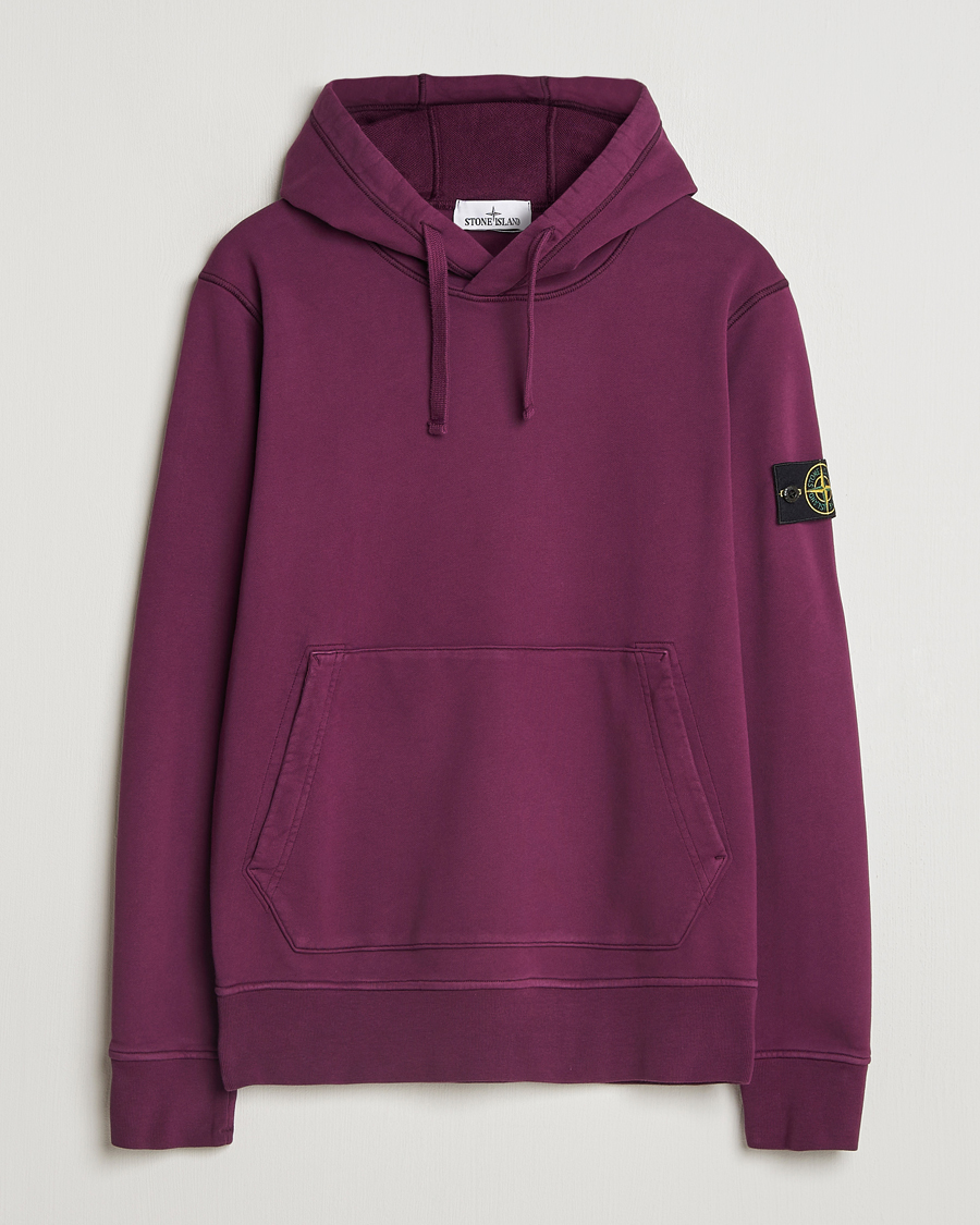 Men | Sweaters & Knitwear | Stone Island | Garment Dyed Fleece Hood Burgundy