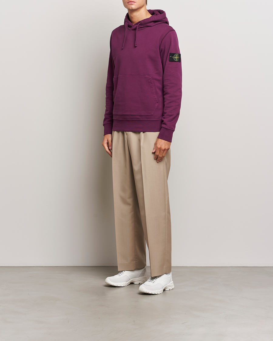 Men | Sweaters & Knitwear | Stone Island | Garment Dyed Fleece Hood Burgundy