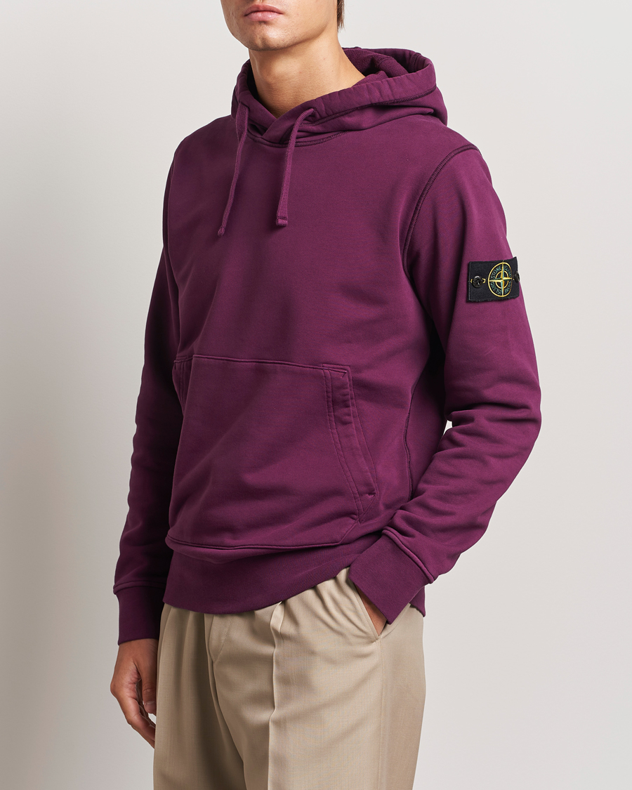 Men | Sweaters & Knitwear | Stone Island | Garment Dyed Fleece Hood Burgundy