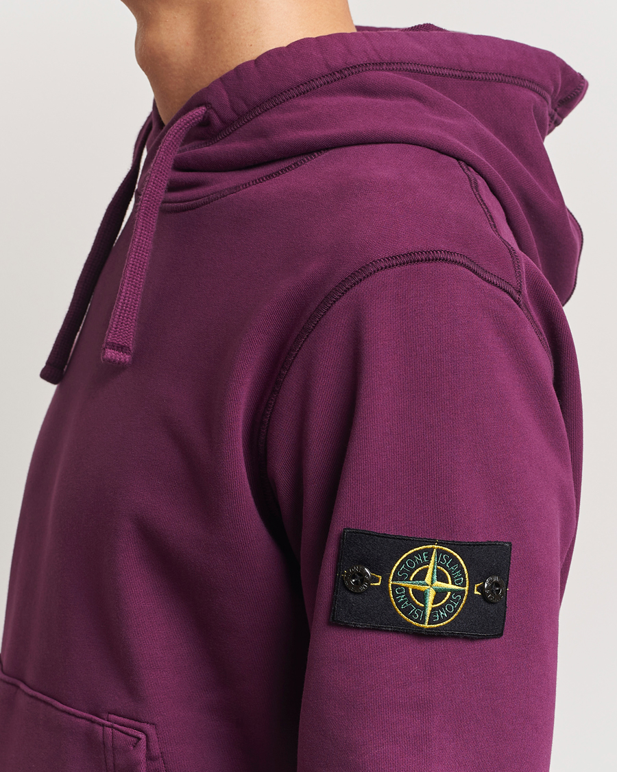 Men | Sweaters & Knitwear | Stone Island | Garment Dyed Fleece Hood Burgundy