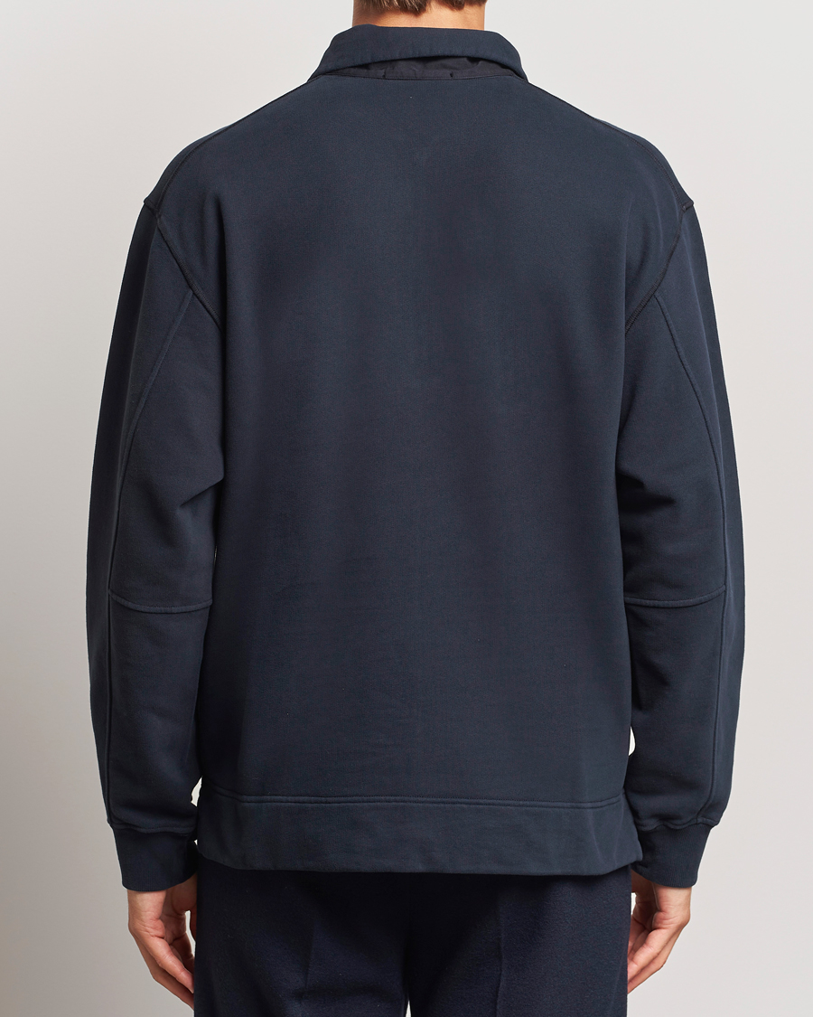 Men | Sweaters & Knitwear | Stone Island | Garment Dyed Fleece Zip Polo Navy Blue