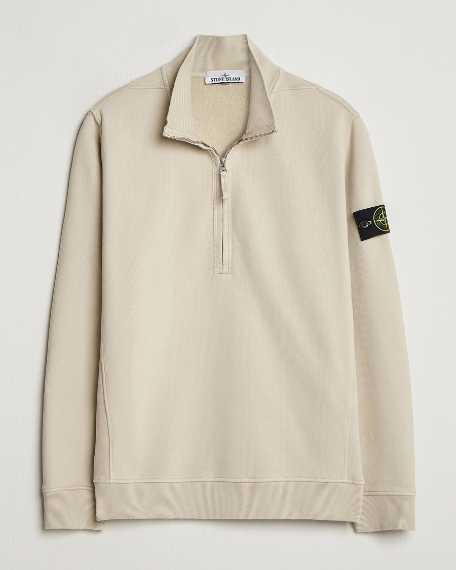 Men | Sweaters & Knitwear | Stone Island | Garment Dyed Fleece Half Zip Plaster