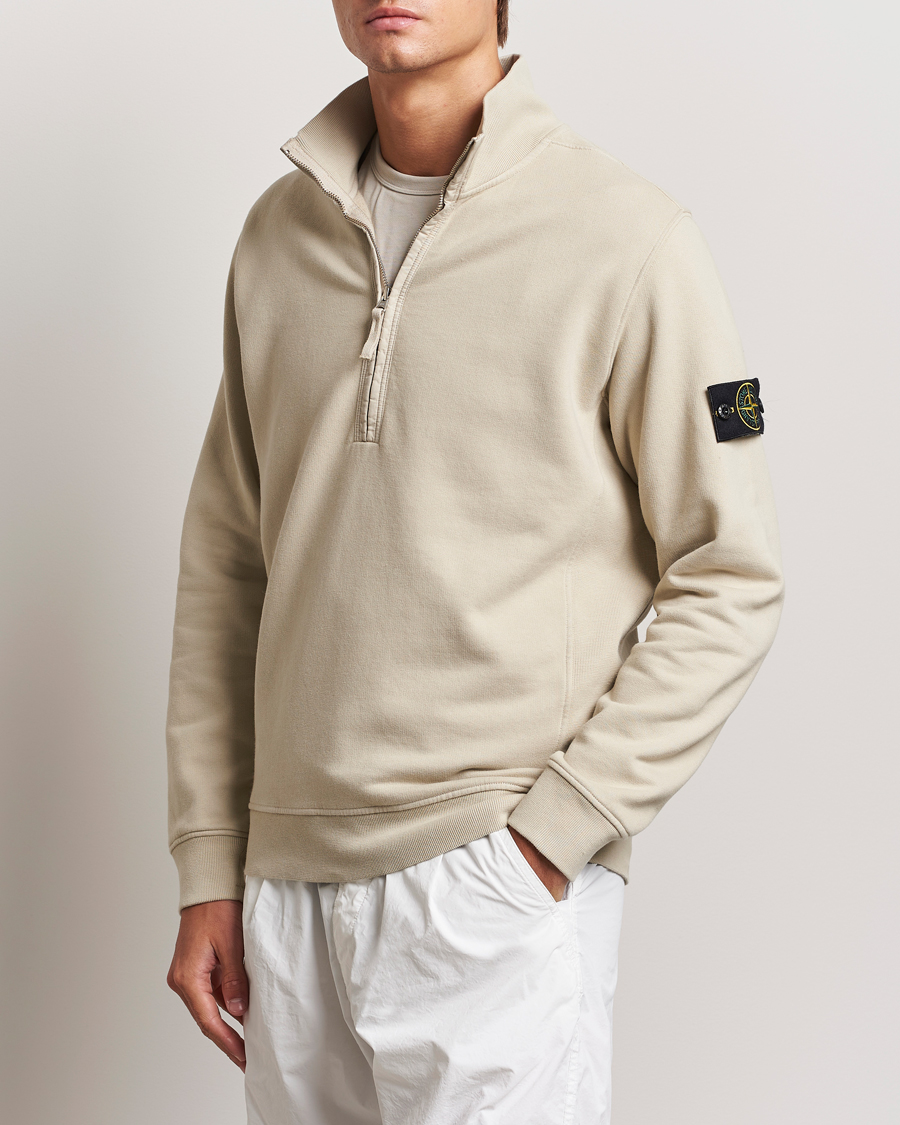 Men | Sweaters & Knitwear | Stone Island | Garment Dyed Fleece Half Zip Plaster