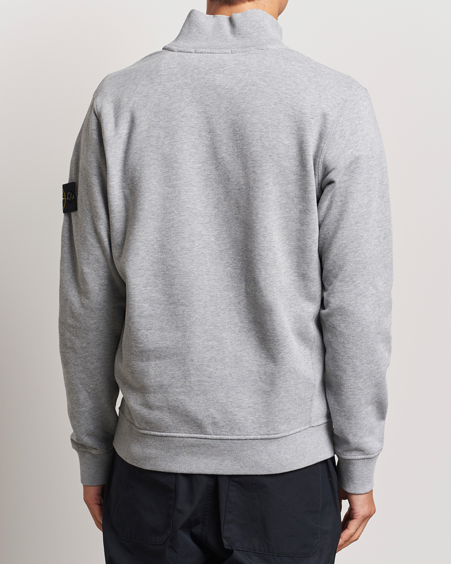 Men | Sweaters & Knitwear | Stone Island | Garment Dyed Fleece Half Zip Melange Grey