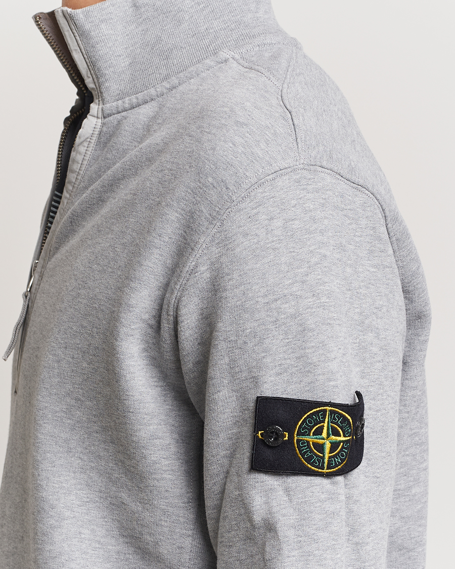 Men | Sweaters & Knitwear | Stone Island | Garment Dyed Fleece Half Zip Melange Grey