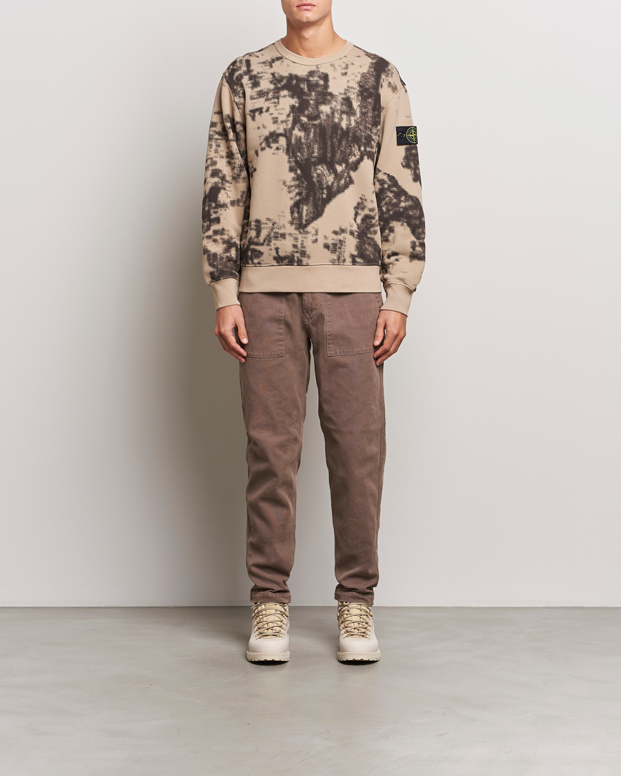 Men | Sweaters & Knitwear | Stone Island | Garment Dyed Fleece Camo Sweatshirt Dove Grey