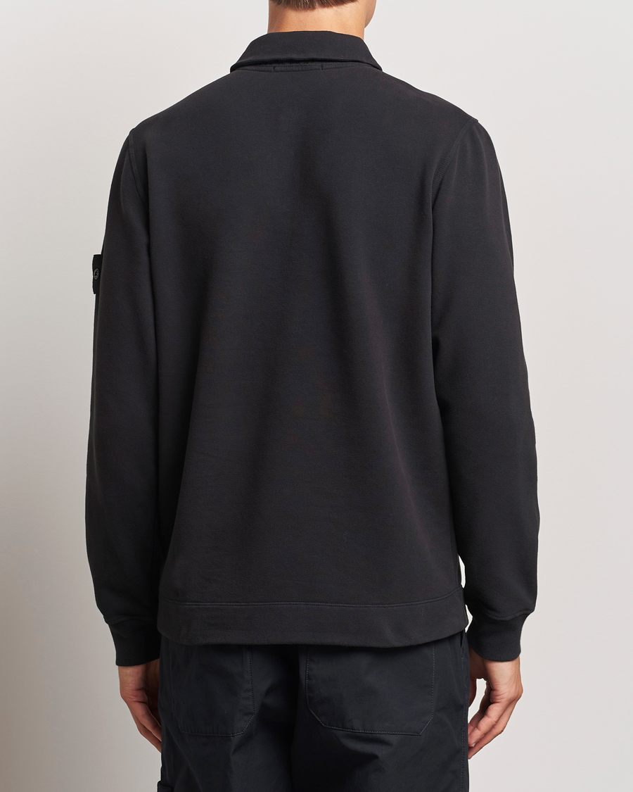Men | Sweaters & Knitwear | Stone Island | Ghost Organic Cotton Fleece Polo Sweatshirt Black