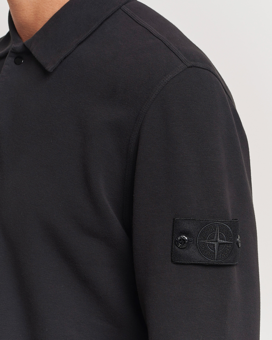 Men | Sweaters & Knitwear | Stone Island | Ghost Organic Cotton Fleece Polo Sweatshirt Black