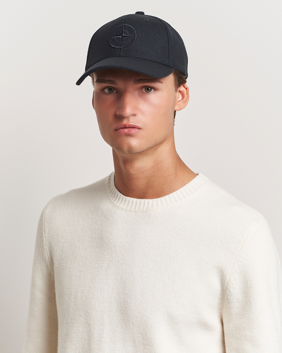Men | Stone Island Wool Nylon Flannel Cap Navy Blue | Stone Island | Wool Nylon Flannel Cap Navy Blue