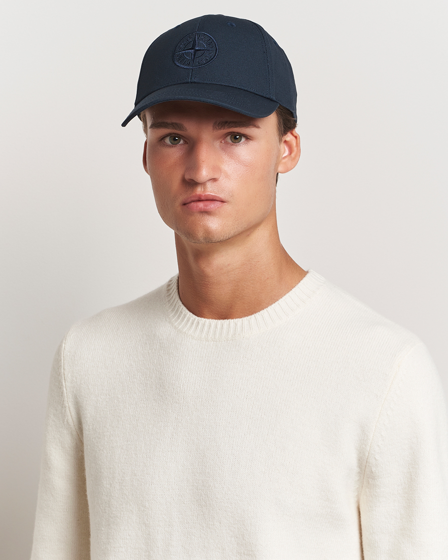 Men | Stone Island Cotton Rep Logo Cap Navy Blue | Stone Island | Cotton Rep Logo Cap Navy Blue