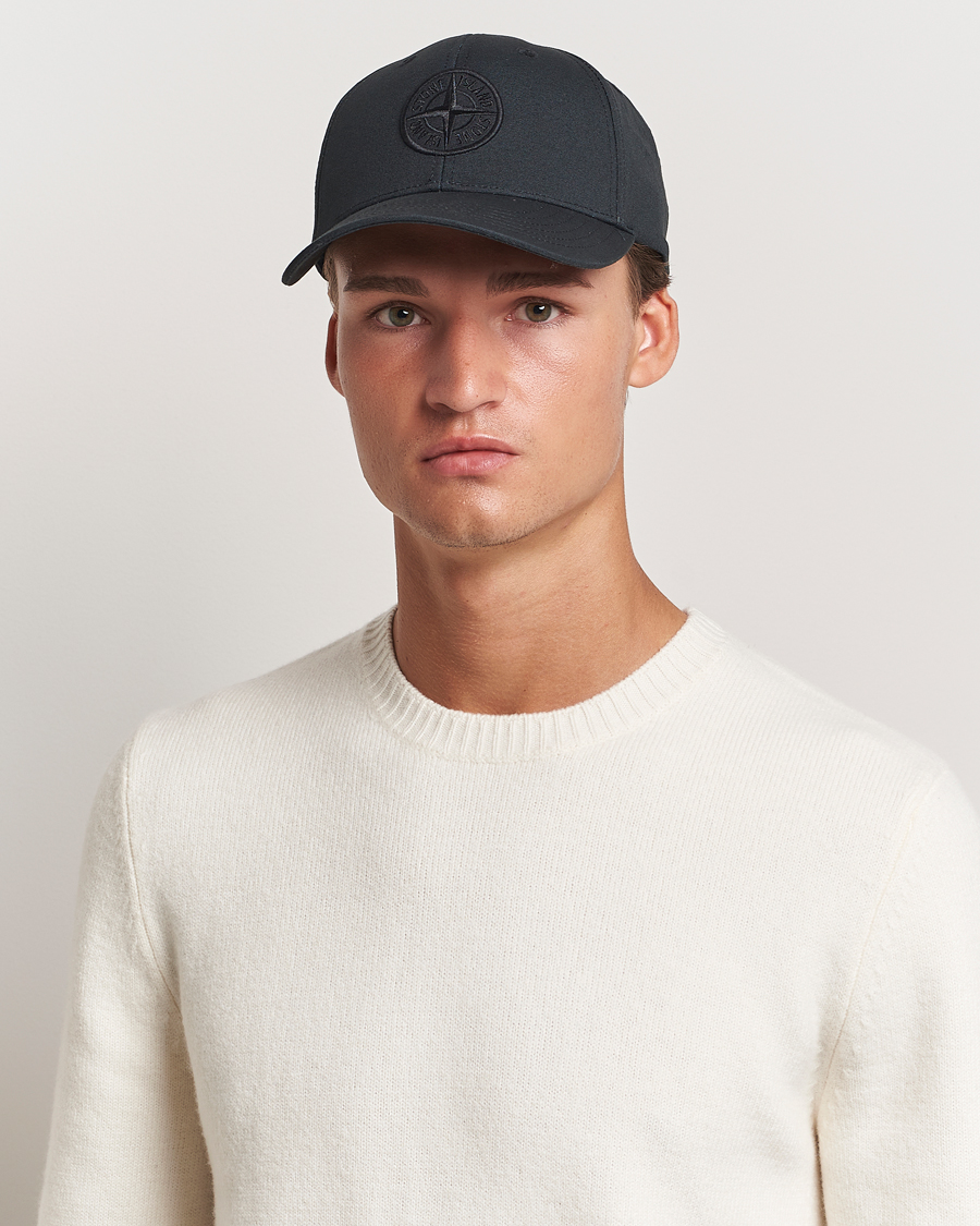 Men | Stone Island Cotton Rep Logo Cap Black | Stone Island | Cotton Rep Logo Cap Black
