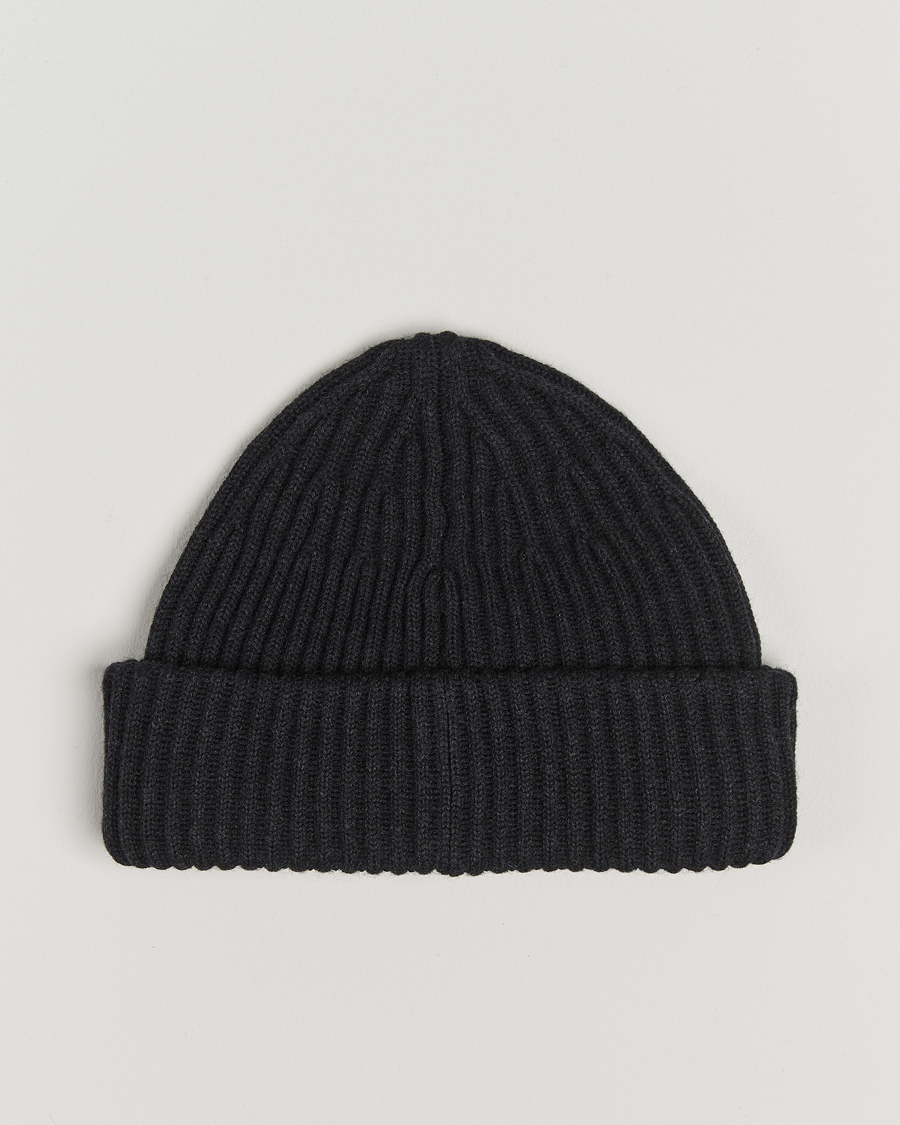 Men | Stone Island Full Rib Wool Beanie Melange Charcoal | Stone Island | Full Rib Wool Beanie Melange Charcoal