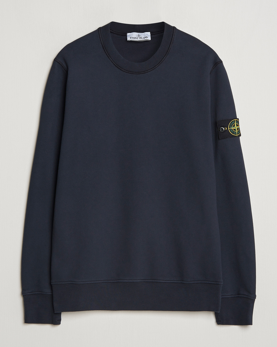 Men | Sweaters & Knitwear | Stone Island | Garment Dyed Fleece Sweatshirt Navy Blue